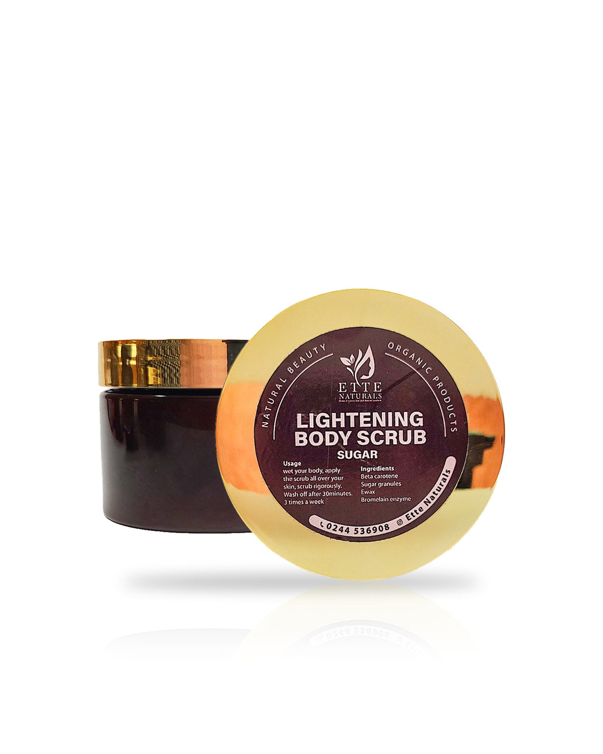 Lightening Body Scrub jar and lid